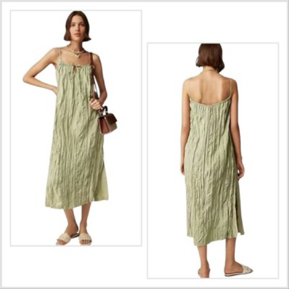 NWT J. Crew Crinkled Side Slit Midi Dress